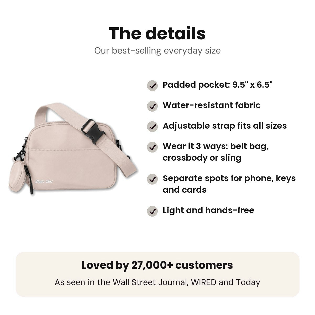 Hello Clio Double Scoop: Bag details: padded pocket, water-resistant, 3 ways to wear