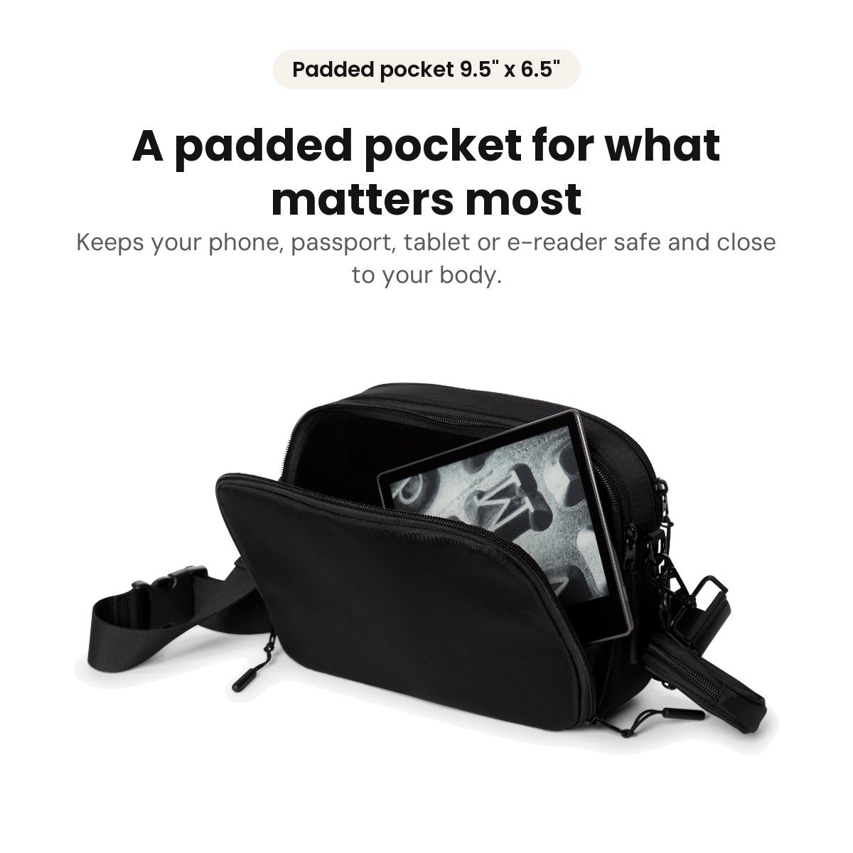Hello Clio Double Scoop: Padded pocket for your phone, passport, tablet or e-reader
